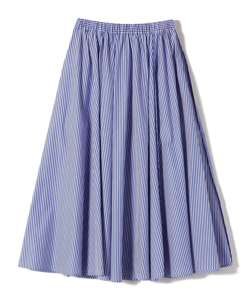 SHIPS Primary Navy Label:ストライプ ポケットギャザー スカート