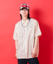 a.p.o.v. ワントーンマルチストライプコットンシャツ