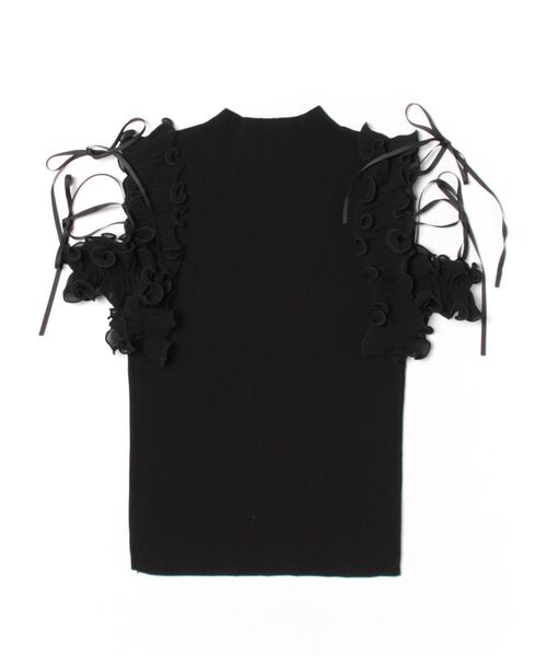 SWINGLE（スウィングル）の「プリーツフリルフリルニットプルオーバー（ニット/セーター・レディース・ピンク/ブラック/オフホワイト・FREE）」の4枚目の写真