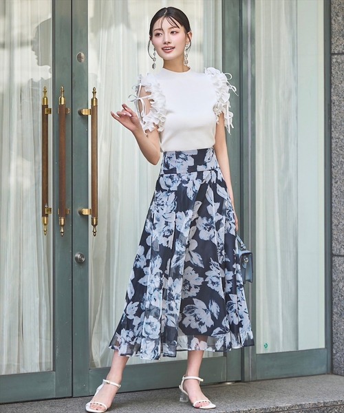 SWINGLE（スウィングル）の「プリーツフリルフリルニットプルオーバー（ニット/セーター・レディース・ピンク/ブラック/オフホワイト・FREE）」の6枚目の写真