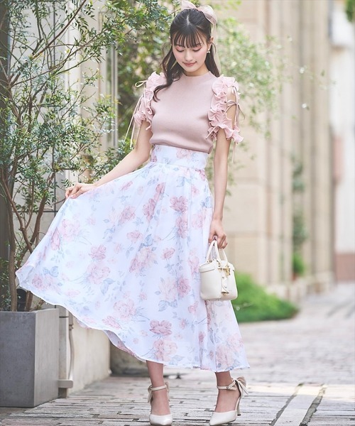 SWINGLE（スウィングル）の「プリーツフリルフリルニットプルオーバー（ニット/セーター・レディース・ピンク/ブラック/オフホワイト・FREE）」の10枚目の写真