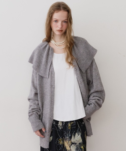 LA BELLE ETUDE(ラベルエチュード)の「フリル衿カーディガン(カーディガン/ボレロ・レディース・チャコールグレー/グレー/ライトブルー/ブラック・FREE)」の3枚目の写真