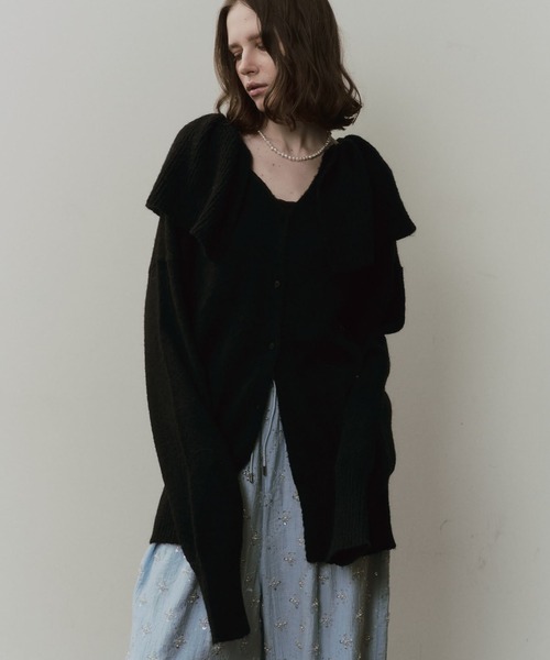 LA BELLE ETUDE(ラベルエチュード)の「フリル衿カーディガン(カーディガン/ボレロ・レディース・チャコールグレー/グレー/ライトブルー/ブラック・FREE)」の2枚目の写真