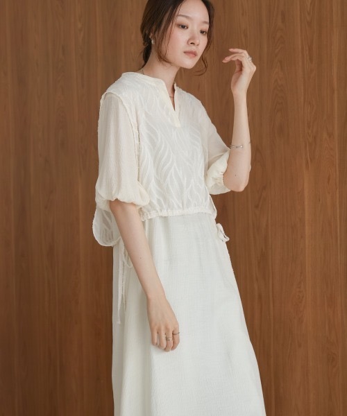 Bab(バブ)の「【S・Mサイズ展開】レイヤード風サイドスリットワンピース(ワンピース・レディース・アイボリー/ベージュ・MEDIUM/SMALL)」の6枚目の写真