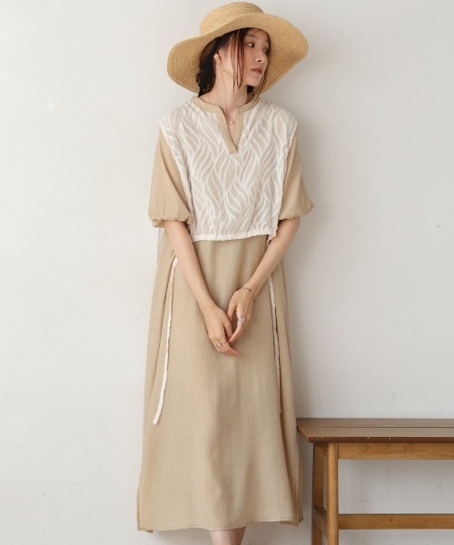 Bab(バブ)の「【S・Mサイズ展開】レイヤード風サイドスリットワンピース(ワンピース・レディース・アイボリー/ベージュ・MEDIUM/SMALL)」の17枚目の写真