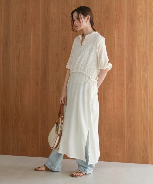 Bab(バブ)の「【S・Mサイズ展開】レイヤード風サイドスリットワンピース(ワンピース・レディース・アイボリー/ベージュ・MEDIUM/SMALL)」の5枚目の写真