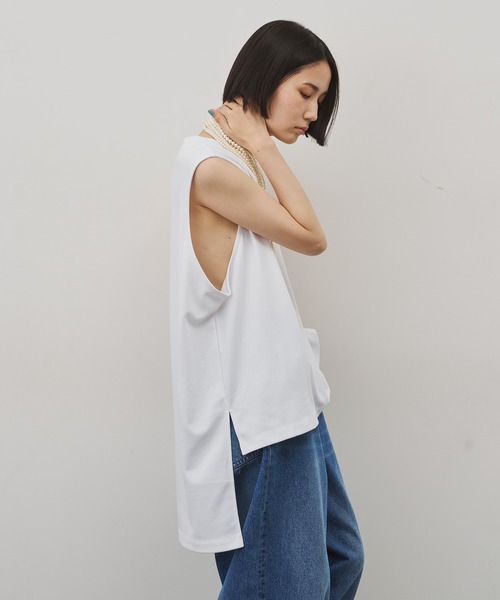 J1U by LA BELLE ETUDE(ジユウバイラベルエチュード)の「フィッシュテールリラックスタンクトップ(Tシャツ/カットソー・レディース・ブラック/その他/ホワイト/ピンク・FREE)」の10枚目の写真