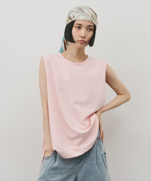 J1U by LA BELLE ETUDE(ジユウバイラベルエチュード)の「フィッシュテールリラックスタンクトップ(Tシャツ/カットソー・レディース・ブラック/その他/ホワイト/ピンク・FREE)」の6枚目の写真