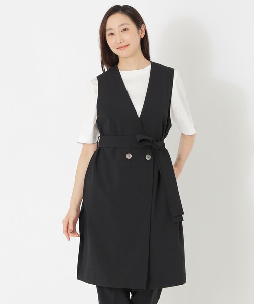 S.ESSENTIALS(エスエッセンシャルズ)の「ベルテッドロングジレ(ベスト・レディース・グリーン/ベージュ/ブラック・38)」の13枚目の写真
