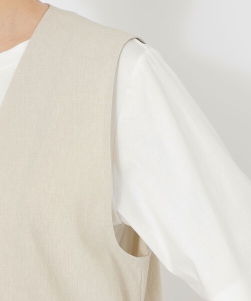 S.ESSENTIALS(エスエッセンシャルズ)の「ベルテッドロングジレ(ベスト・レディース・グリーン/ベージュ/ブラック・38)」の10枚目の写真
