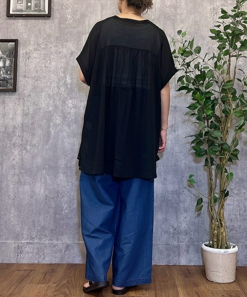 Right-on（ライトオン）の「【店頭で人気】【HONEYSUCKLE ROSE】ライトオンスワイドデニムイージーパンツ(サラサラ/軽量/ウエストゴム)（その他パンツ・レディース・サックスブルー/ブルー・M/L）」の19枚目の写真