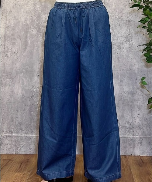 Right-on（ライトオン）の「【店頭で人気】【HONEYSUCKLE ROSE】ライトオンスワイドデニムイージーパンツ(サラサラ/軽量/ウエストゴム)（その他パンツ・レディース・サックスブルー/ブルー・M/L）」の20枚目の写真