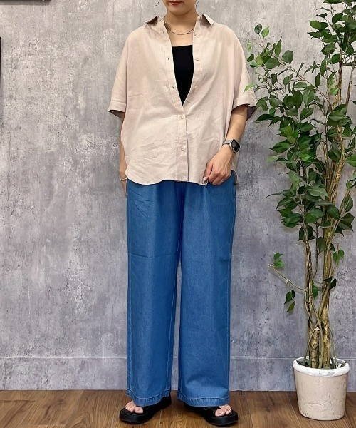 Right-on（ライトオン）の「【店頭で人気】【HONEYSUCKLE ROSE】ライトオンスワイドデニムイージーパンツ(サラサラ/軽量/ウエストゴム)（その他パンツ・レディース・サックスブルー/ブルー・M/L）」の22枚目の写真