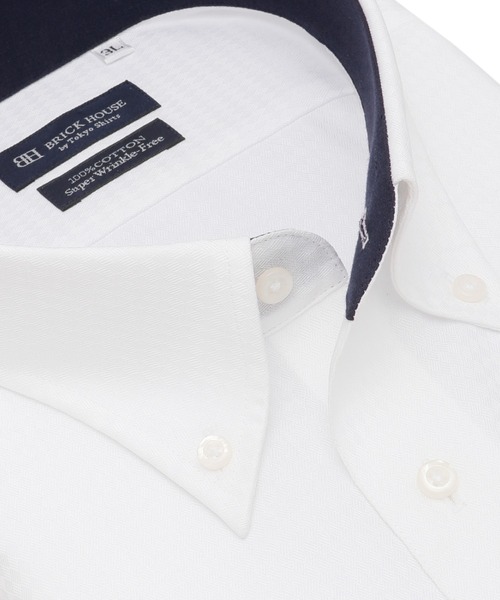TOKYO SHIRTS(トウキョウシャツ)の「【超形態安定】 形態安定ノンアイロン ボタンダウン 半袖ビジネスワイシャツ(大きいサイズ)(ビジネスシャツ・メンズ・ホワイト・首回り47cm/首回り45cm)」の3枚目の写真