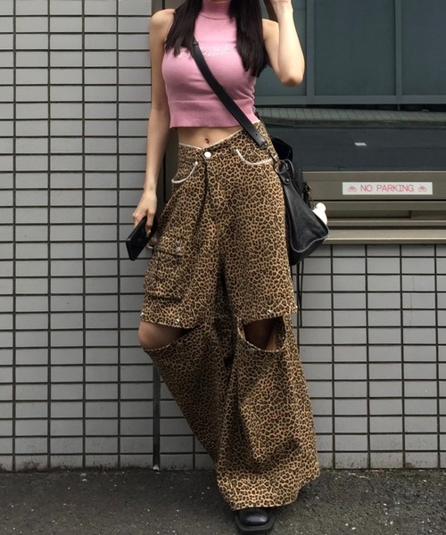 3way lace design wide denim pants【JD】（デニムパンツ