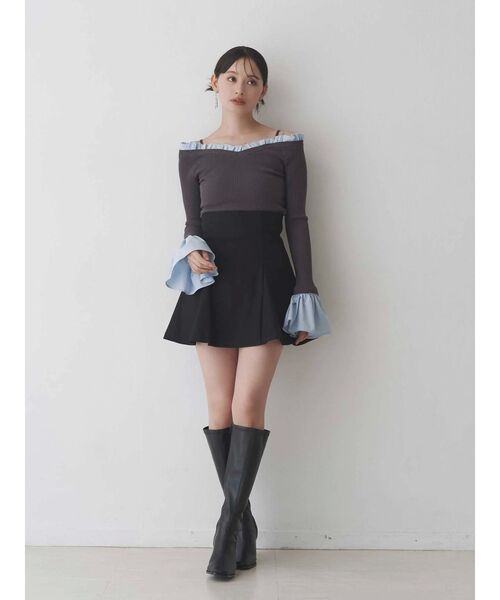 セットアップ着用可】バックZIPマーメイドミニスカパン（スカート