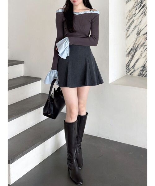 セットアップ着用可】バックZIPマーメイドミニスカパン（スカート