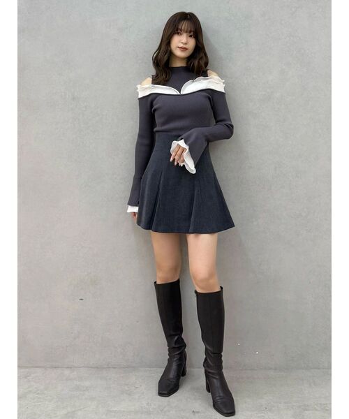 セットアップ着用可】バックZIPマーメイドミニスカパン（スカート