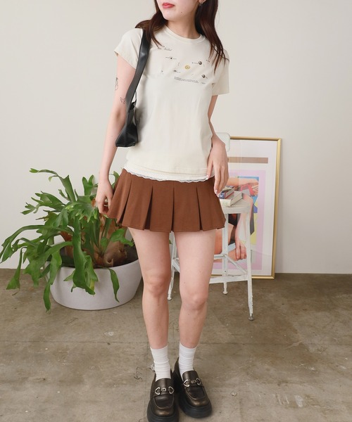 ROOPTOKYO(ループトウキョウ)の「Ribbed Lace Pleated Miniskirt / リブレース プリーツミニスカート 秋物 秋服 2026年秋冬(スカート・レディース・キャメル/グレー/ブラック・FREE)」の9枚目の写真
