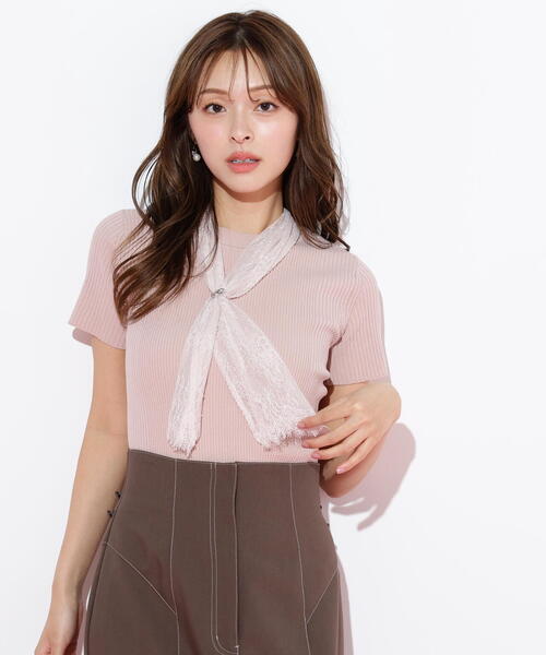 JILL by JILL STUART(ジルバイジルスチュアート)の「◇レーススカーフ付ニットトップス(ニット/セーター・レディース・ブルー/ホワイト/ピンク・FREE)」の16枚目の写真
