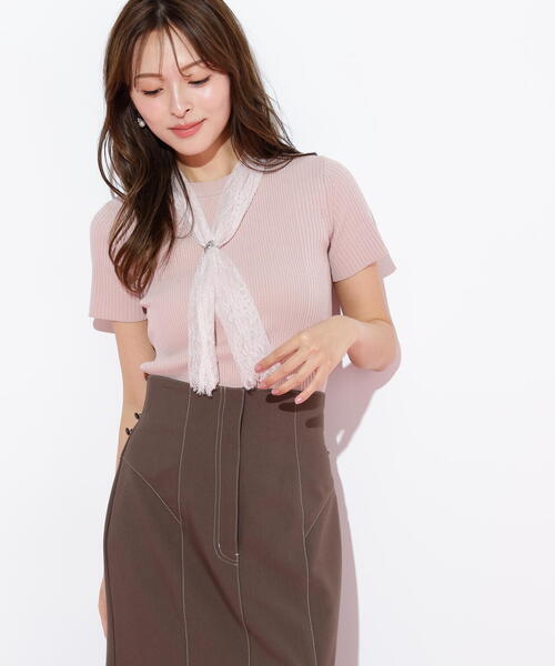 JILL by JILL STUART(ジルバイジルスチュアート)の「◇レーススカーフ付ニットトップス(ニット/セーター・レディース・ブルー/ホワイト/ピンク・FREE)」の21枚目の写真