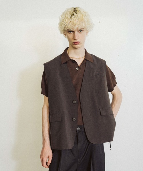 HARE(ハレ)の「【SET UP対応】シックリラックスカットオフベスト(HARE)(ベスト・メンズ・ブラウン/ブラック・FREE)」の1枚目の写真