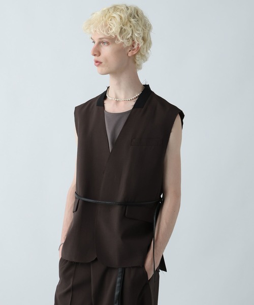 HARE(ハレ)の「【SET UP対応】シックリラックスカットオフベスト(HARE)(ベスト・メンズ・ブラウン/ブラック・FREE)」の12枚目の写真