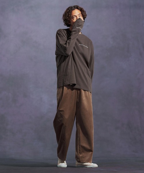 Jih Nunc(ジーヌンク)の「mlt5309-オーガニックコットンプリントロングスリーブTシャツ(Jih Nunc style)(Tシャツ/カットソー・メンズ・パープル/チャコール・M/S/L)」の9枚目の写真