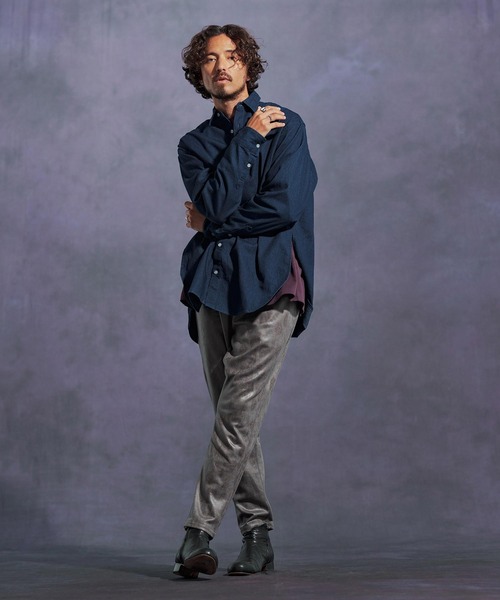 Jih Nunc(ジーヌンク)の「mlt5309-オーガニックコットンプリントロングスリーブTシャツ(Jih Nunc style)(Tシャツ/カットソー・メンズ・パープル/チャコール・M/S/L)」の16枚目の写真