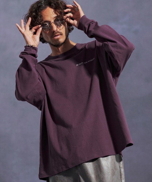 Jih Nunc(ジーヌンク)の「mlt5309-オーガニックコットンプリントロングスリーブTシャツ(Jih Nunc style)(Tシャツ/カットソー・メンズ・パープル/チャコール・M/S/L)」の11枚目の写真