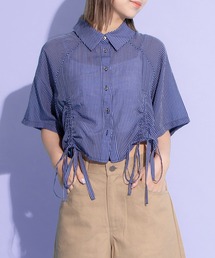 PUNYUS | クロップド丈ドロストストライプシャツ(シャツ/ブラウス)