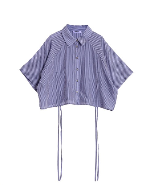 PUNYUS(プニュズ)の「クロップド丈ドロストストライプシャツ(シャツ/ブラウス・レディース・ネイビー/アイボリー/グリーン・3/2/1/4)」の20枚目の写真