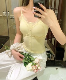 イエローキャミソール夏・:*+. ZW COLLECTION レーストリムキャミソールトップス - イエロー