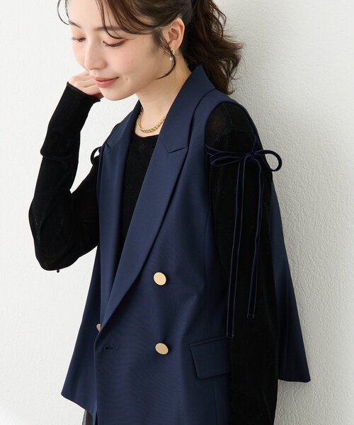 セール】【セットアップ可・シック＆キュート】ポプリンショートジレ