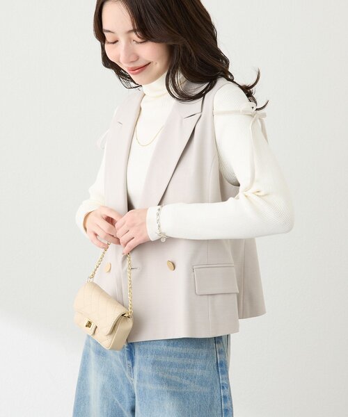 La boutique BonBon ポプリンショートジレ　ベスト　ジレ セール】【セットアップ可・シック＆キュート】ポプリンショートジレ