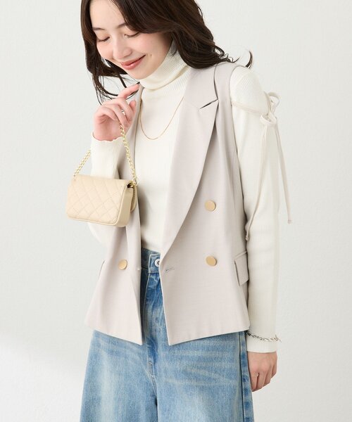 セール】【セットアップ可・シック＆キュート】ポプリンショートジレ