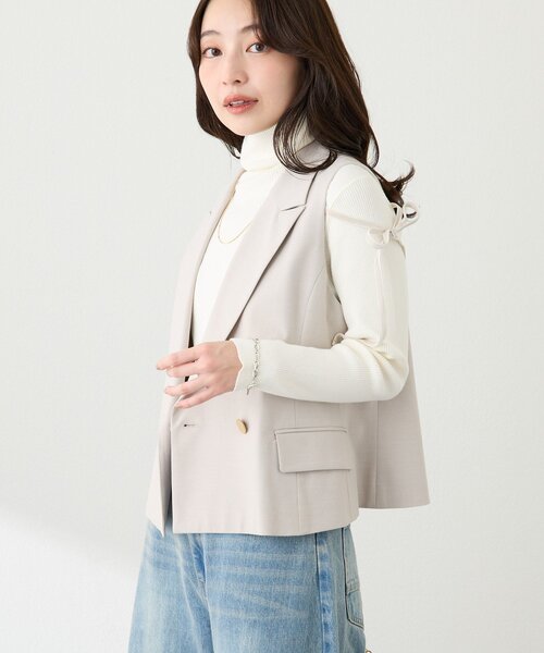 La boutique BonBon ポプリンショートジレ　ベスト　ジレ La boutique BonBon｜【セットアップ可・シック&キュート】ポプリン