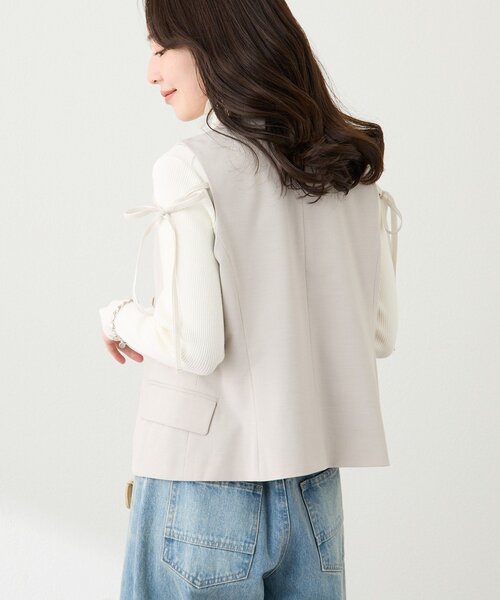 La boutique BonBon（ラブティックボンボン）の「【セットアップ可・シック＆キュート】ポプリンショートジレ（ベスト・レディース・ネイビー/ブラック/グレイッシュベージュ・FREE）」の8枚目の写真