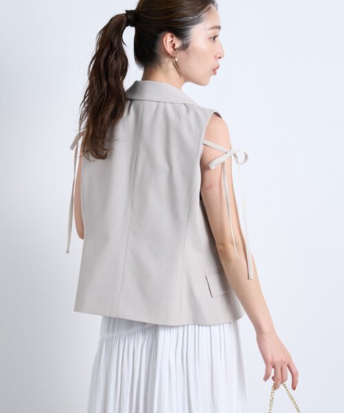 セール】【セットアップ可・シック＆キュート】ポプリンショートジレ