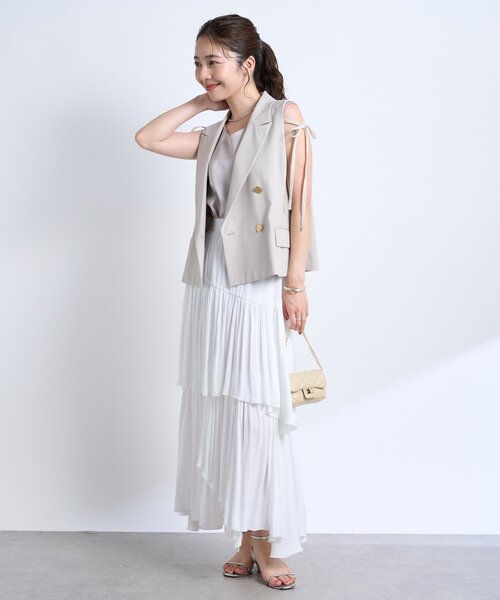 La boutique BonBon（ラブティックボンボン）の「【セットアップ可・シック＆キュート】ポプリンショートジレ（ベスト・レディース・ネイビー/ブラック/グレイッシュベージュ・FREE）」の16枚目の写真