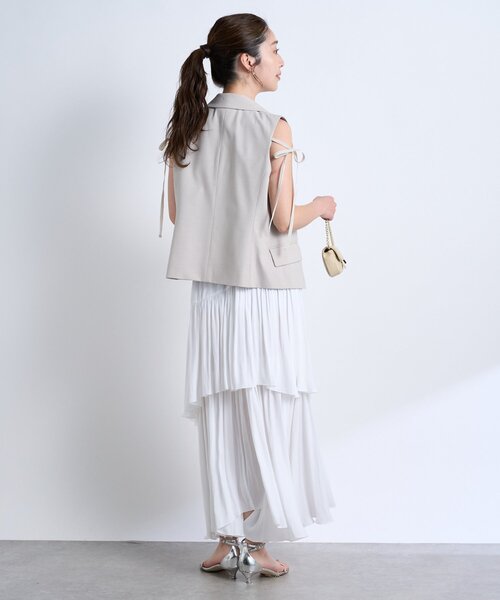 ポプリンショートジレ セール】【セットアップ可・シック＆キュート】ポプリンショートジレ