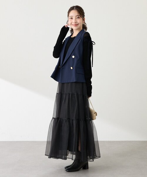 セール】【セットアップ可・シック＆キュート】ポプリンショートジレ