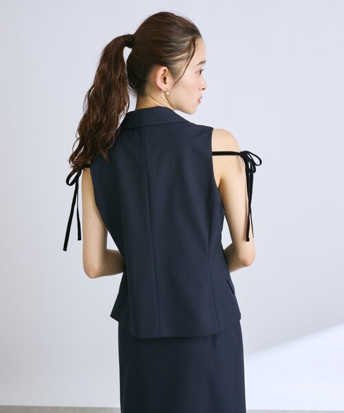 ポプリンショートジレ セール】【セットアップ可・シック＆キュート】ポプリンショートジレ