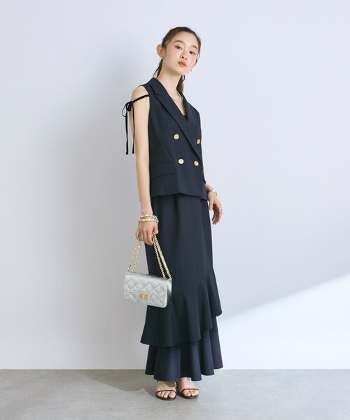 ポプリンショートジレ セール】【セットアップ可・シック＆キュート】ポプリンショートジレ