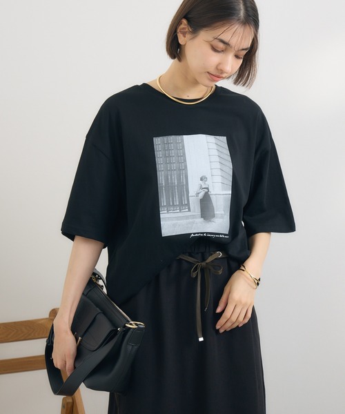 KATHARINE ROSS(キャサリンロス)の「【PILLINI/ピリーニ】【COOL/洗濯機洗い可】USAコットン 街角GIRL.Tシャツ(Tシャツ/カットソー・レディース・ブラック/オフホワイト・MEDIUM)」の7枚目の写真