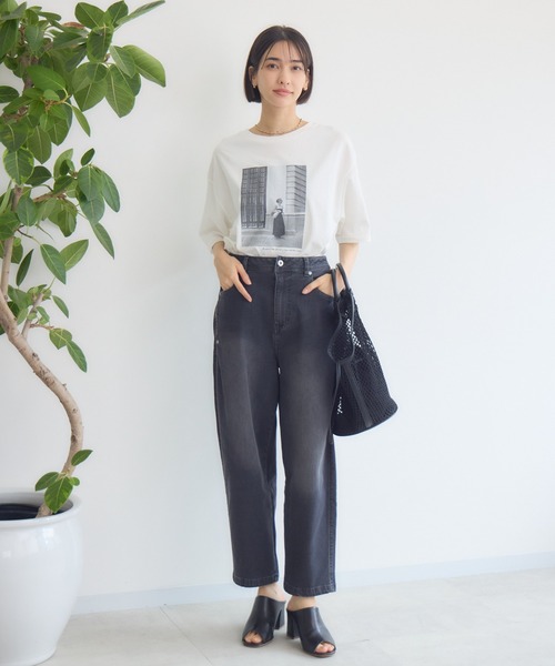 KATHARINE ROSS(キャサリンロス)の「【PILLINI/ピリーニ】【COOL/洗濯機洗い可】USAコットン 街角GIRL.Tシャツ(Tシャツ/カットソー・レディース・ブラック/オフホワイト・MEDIUM)」の12枚目の写真