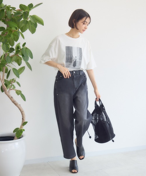 KATHARINE ROSS(キャサリンロス)の「【PILLINI/ピリーニ】【COOL/洗濯機洗い可】USAコットン 街角GIRL.Tシャツ(Tシャツ/カットソー・レディース・ブラック/オフホワイト・MEDIUM)」の13枚目の写真