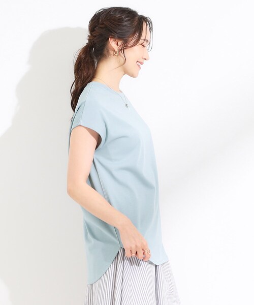 SHOO・LA・RUE(シューラルー)の「【S-LL/汗ジミ軽減/ひんやり/UV】インせず着られる フレンチスリーブTシャツ(Tシャツ/カットソー・レディース・ブラウン系/チャコールグレー/ホワイト/ライトブルー・01/04/03/02)」の18枚目の写真