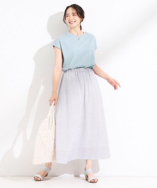 SHOO・LA・RUE(シューラルー)の「【S-LL/汗ジミ軽減/ひんやり/UV】インせず着られる フレンチスリーブTシャツ(Tシャツ/カットソー・レディース・ブラウン系/チャコールグレー/ホワイト/ライトブルー・01/04/03/02)」の19枚目の写真
