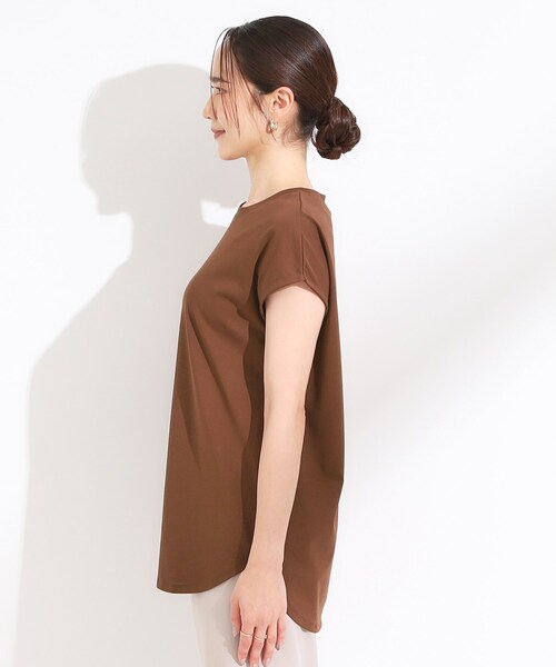 SHOO・LA・RUE(シューラルー)の「【S-LL/汗ジミ軽減/ひんやり/UV】インせず着られる フレンチスリーブTシャツ(Tシャツ/カットソー・レディース・ブラウン系/チャコールグレー/ホワイト/ライトブルー・01/04/03/02)」の22枚目の写真